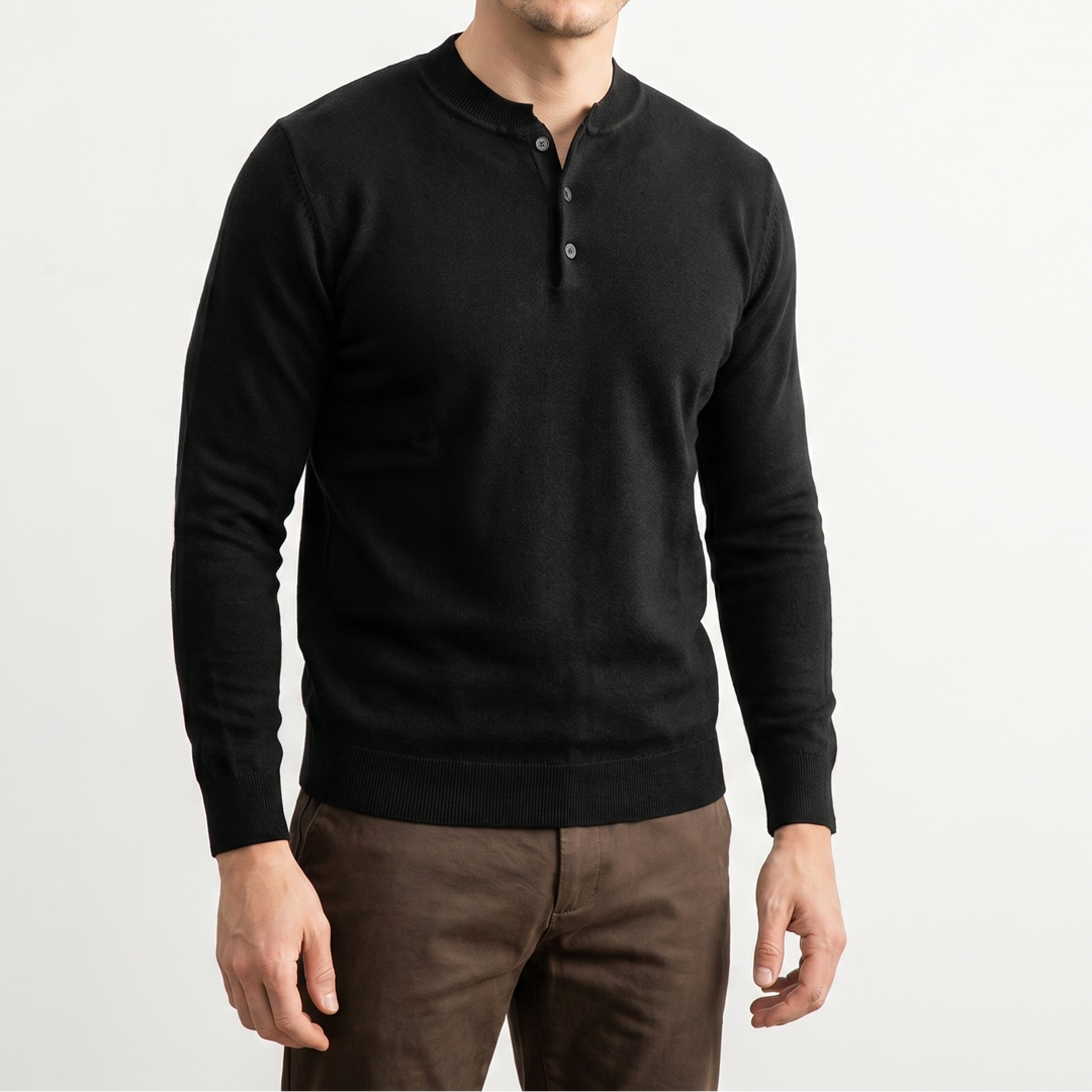 Men's Old Money Henley Collar Knit Sweater