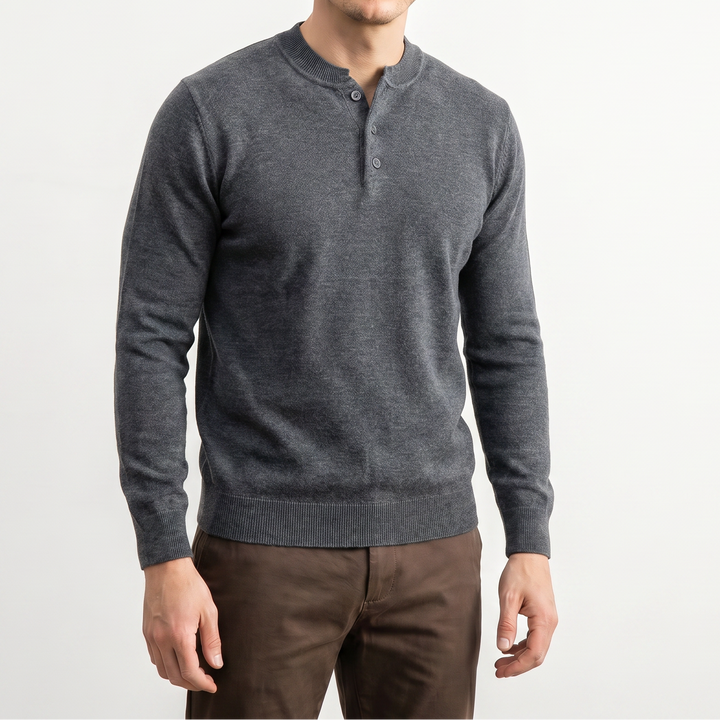 Men's Old Money Henley Collar Knit Sweater