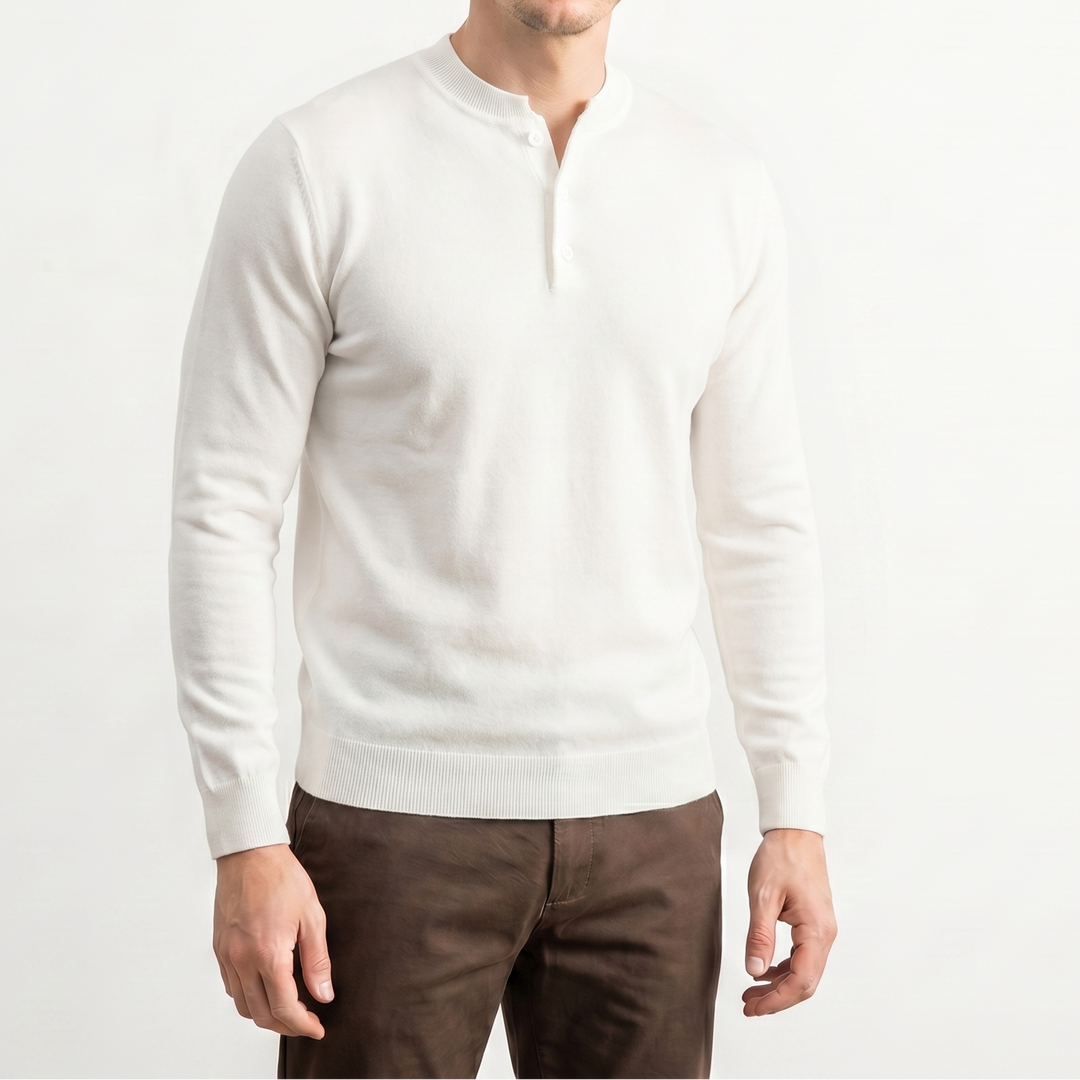 Men's Old Money Henley Collar Knit Sweater