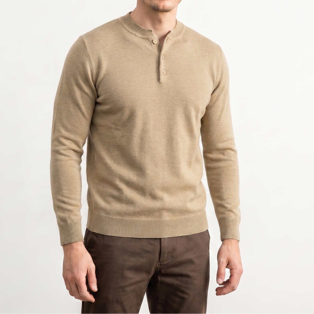 Men's Old Money Henley Collar Knit Sweater