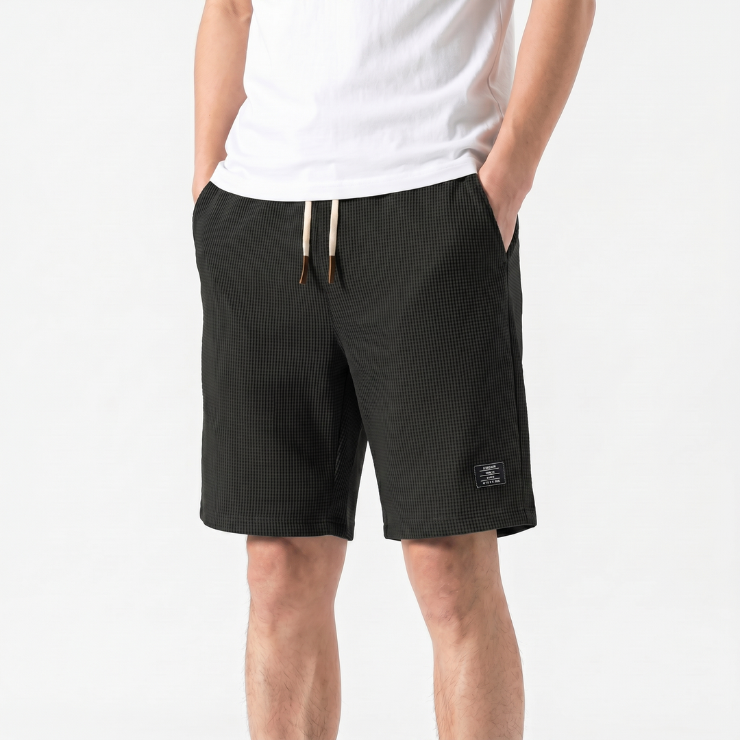 Mens Waffle Knit Shorts - Drawstring Casual Summer Shorts