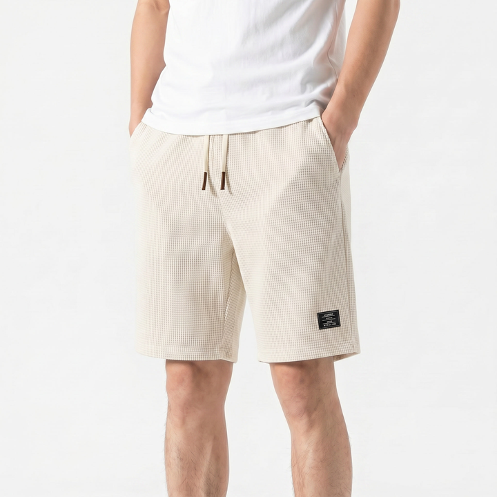 Mens Waffle Knit Shorts - Drawstring Casual Summer Shorts
