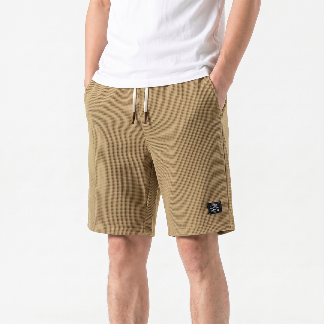 Mens Waffle Knit Shorts - Drawstring Casual Summer Shorts
