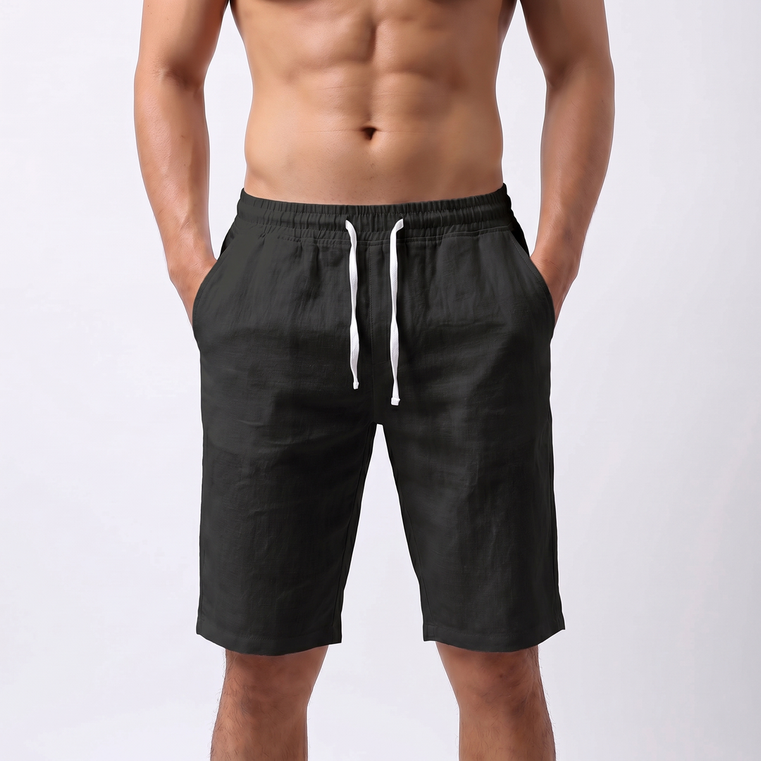 Mens Linen Shorts - Drawstring Casual Beach Summer Shorts