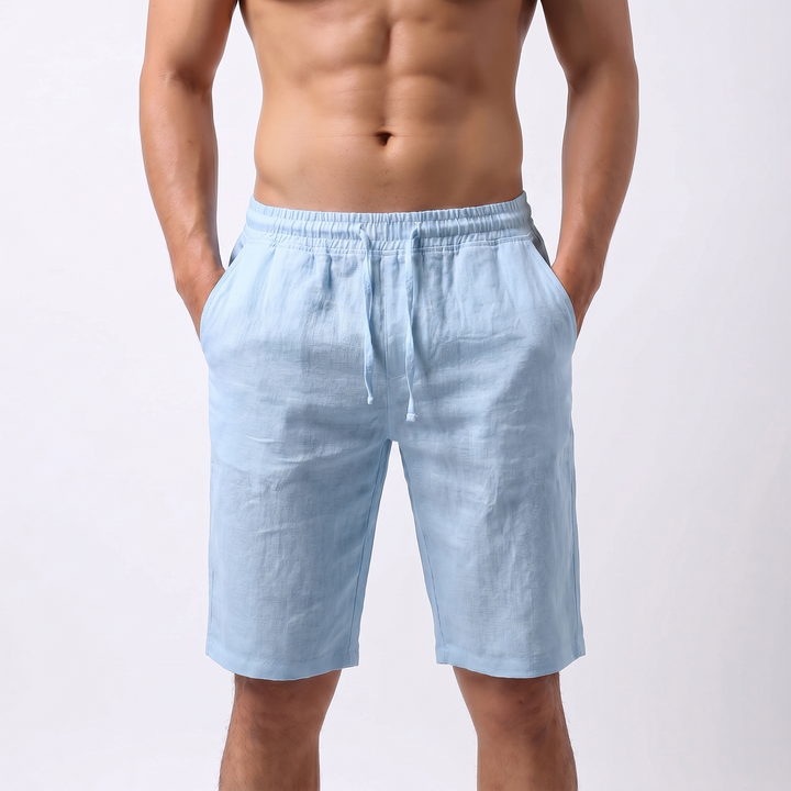 Mens Linen Shorts - Drawstring Casual Beach Summer Shorts