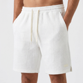 Mens Textured Knit Shorts - Drawstring Geometric Jacquard Summer Shorts