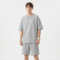 Mens Waffle Tee and Shorts Set - Oversized Textured Summer Co-ord