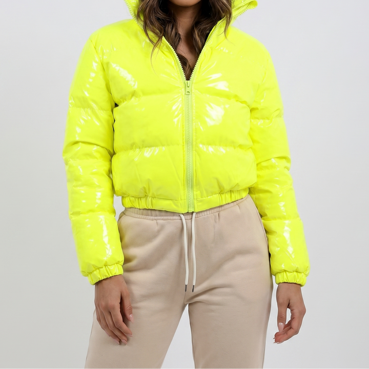 Women's Glossy Cropped Puffer Jacket