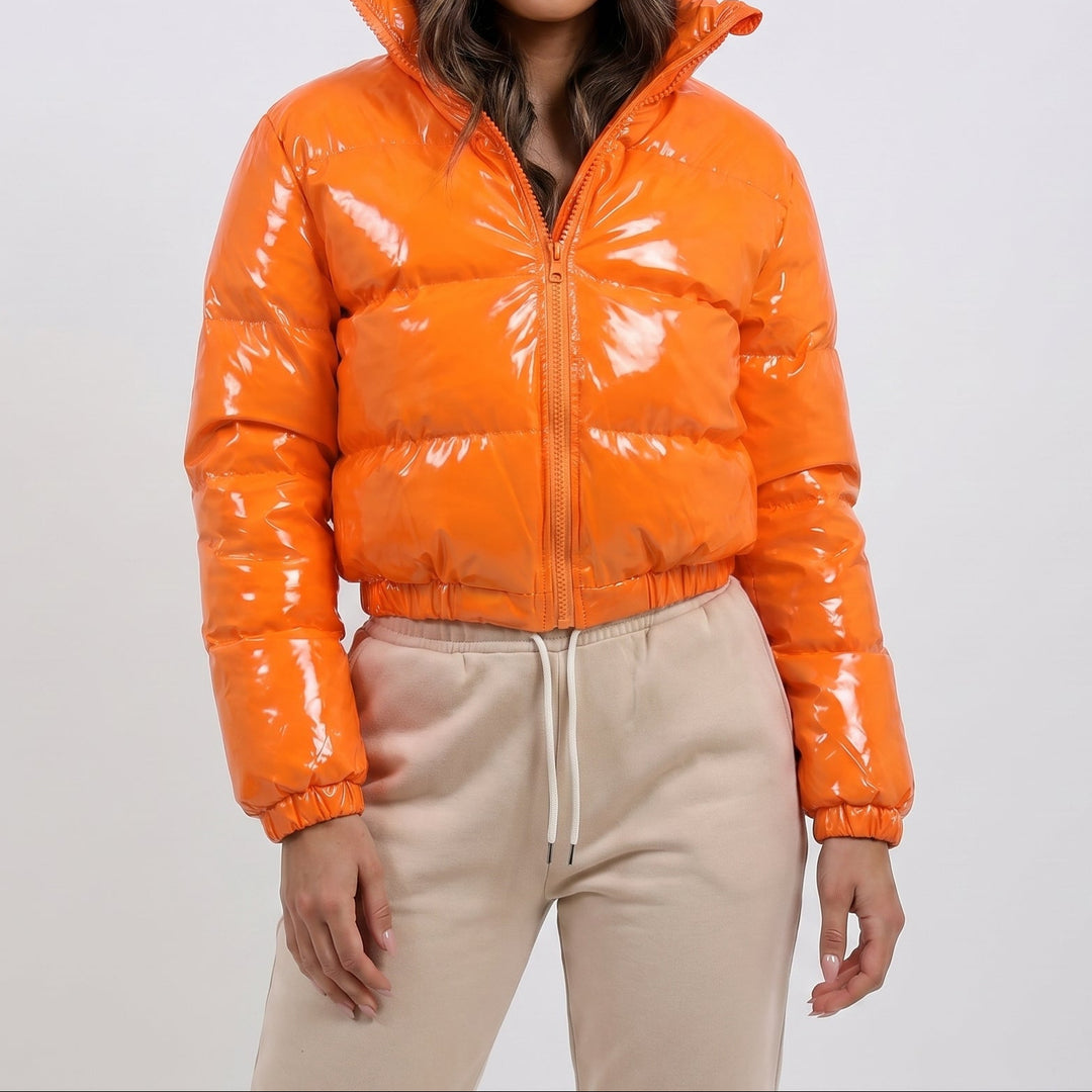 Women's Glossy Cropped Puffer Jacket