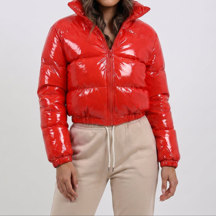 Women's Glossy Cropped Puffer Jacket