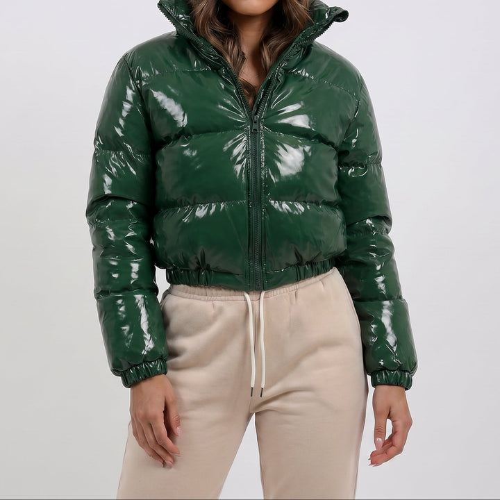 Women's Glossy Cropped Puffer Jacket