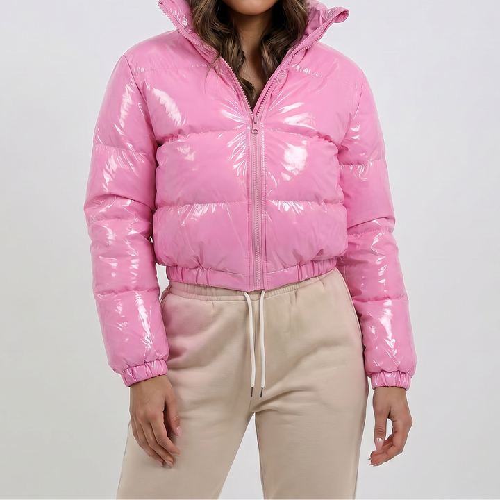 Women's Glossy Cropped Puffer Jacket