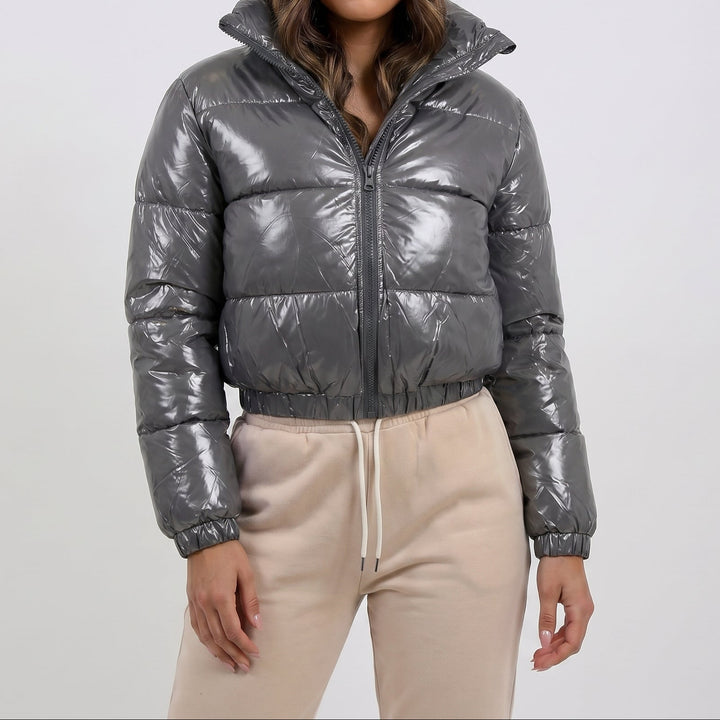 Women's Glossy Cropped Puffer Jacket