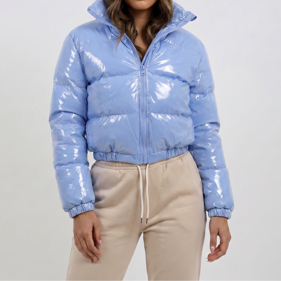 Women's Glossy Cropped Puffer Jacket