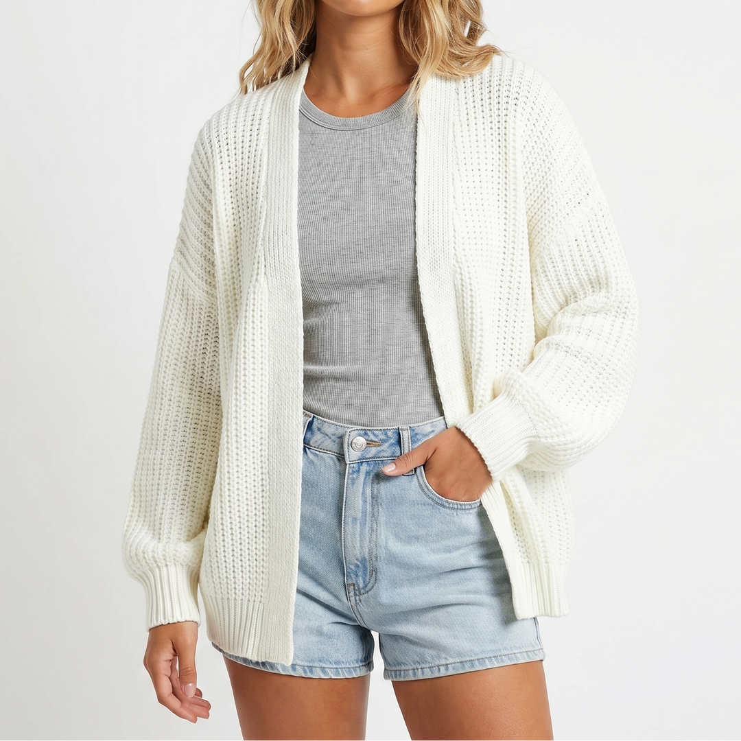 Womens Oversized Cardigan – Chunky Knit Open Front