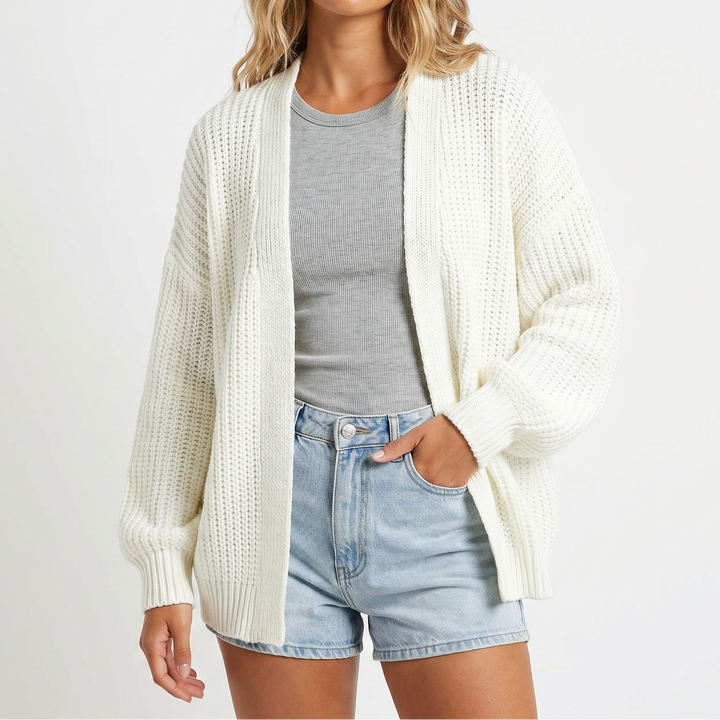 Womens Oversized Cardigan – Chunky Knit Open Front
