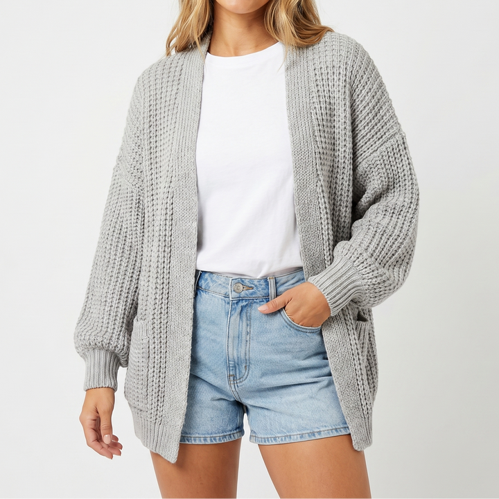 Womens Oversized Cardigan – Chunky Knit Open Front