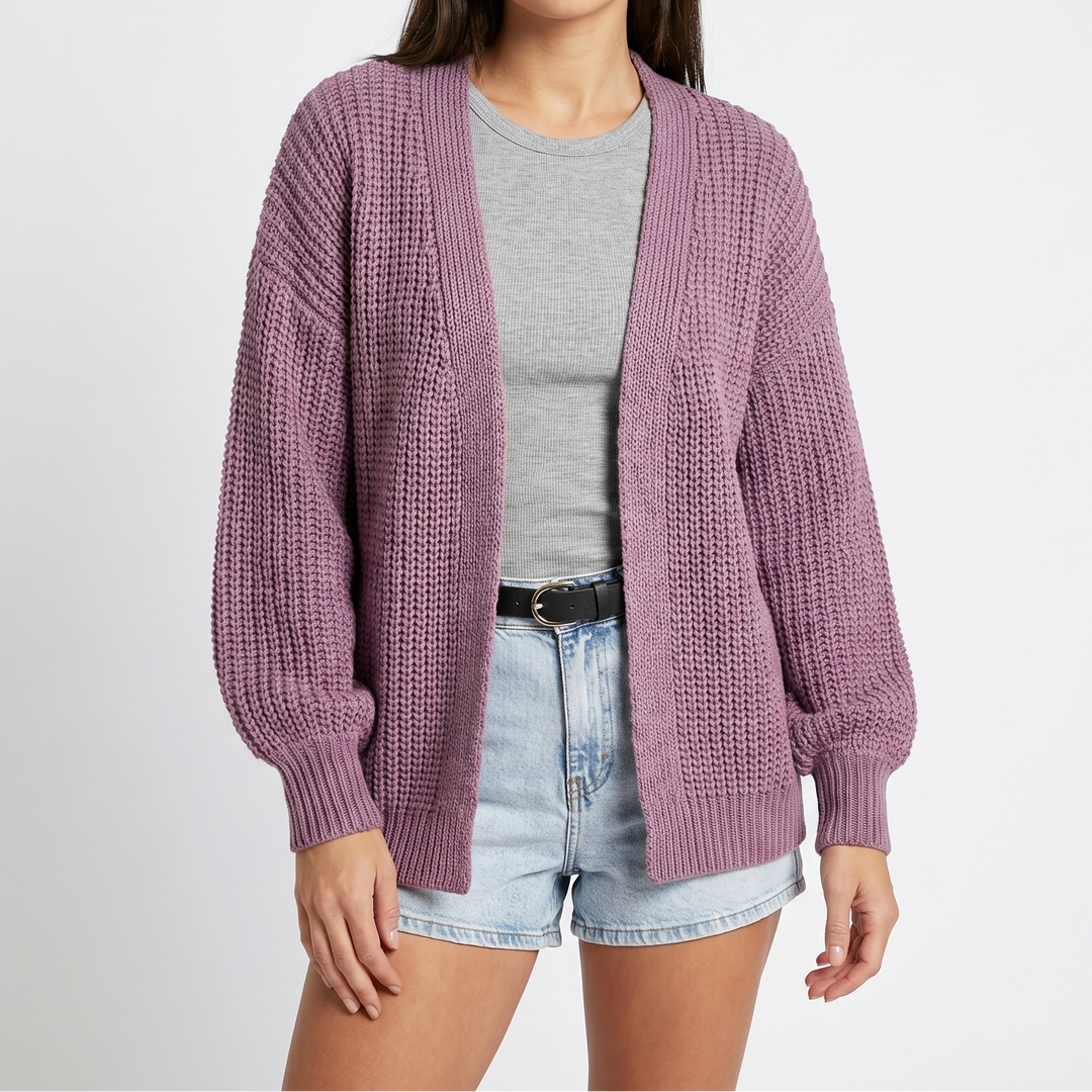 Womens Oversized Cardigan – Chunky Knit Open Front