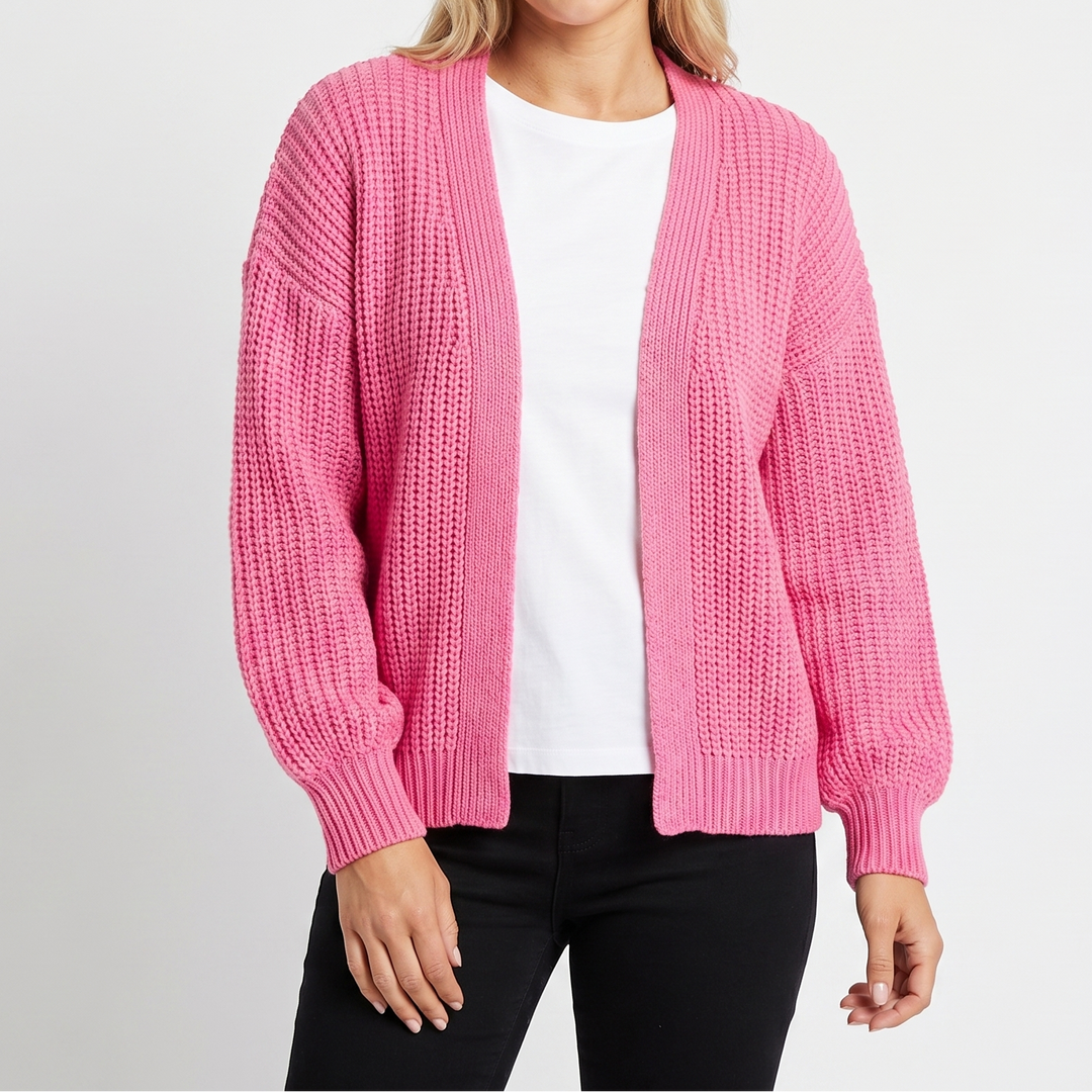 Womens Oversized Cardigan – Chunky Knit Open Front