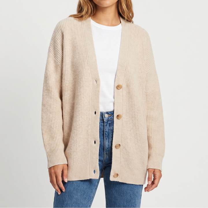 Cardigans For Women – Oversized Ribbed V-Neck Knit