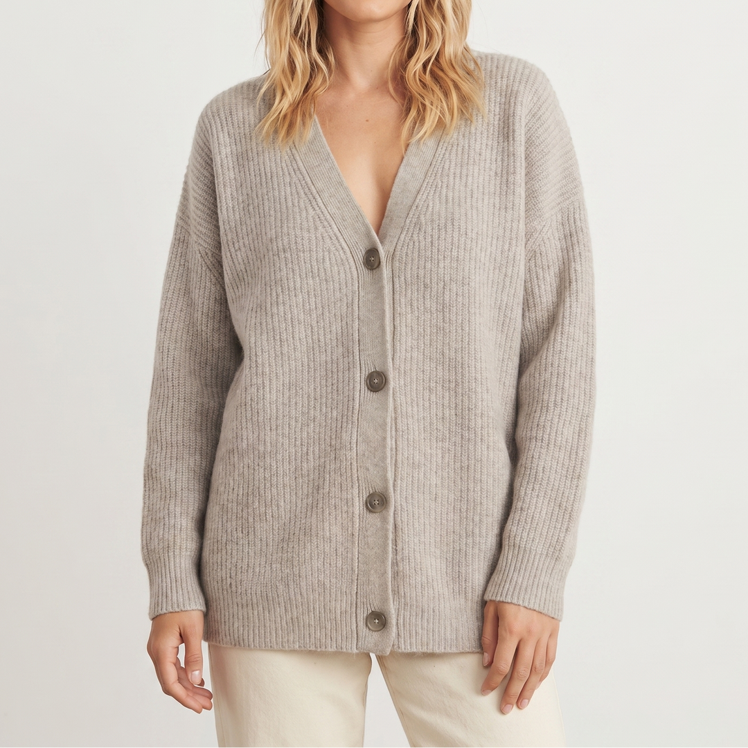 Cardigans For Women – Oversized Ribbed V-Neck Knit