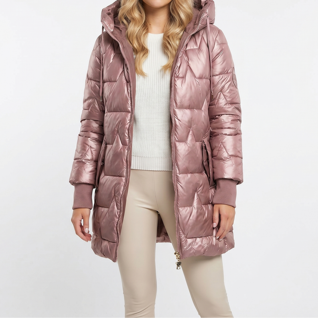 Womens Longline Puffer Jacket – Hooded Quilted Zip Up