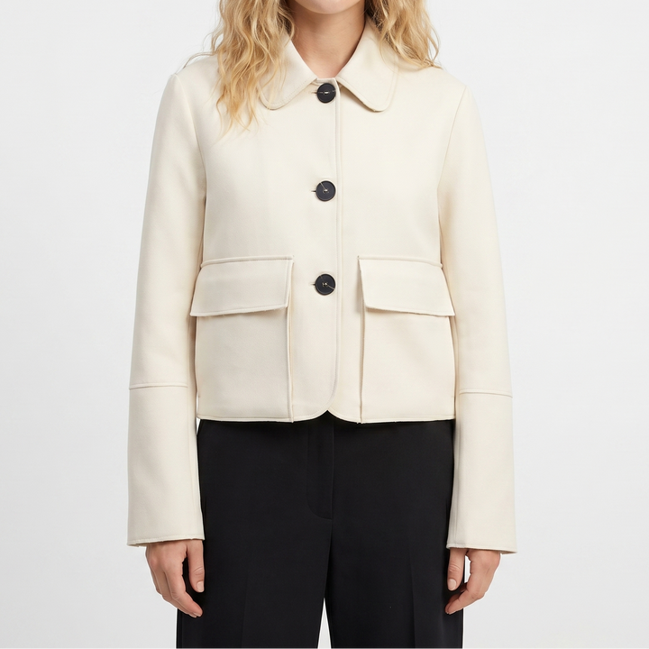 Brown Suede Jacket – Cropped Collared Button Up