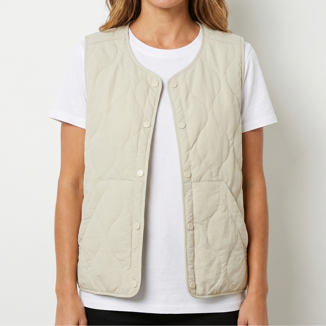 Womens Quilted Liner Vest – Onion Stitch Snap Front