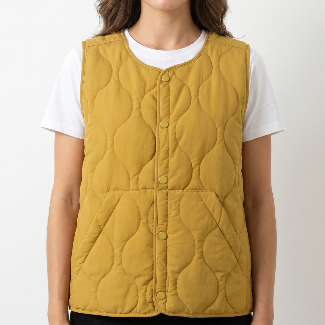 Womens Quilted Liner Vest – Onion Stitch Snap Front