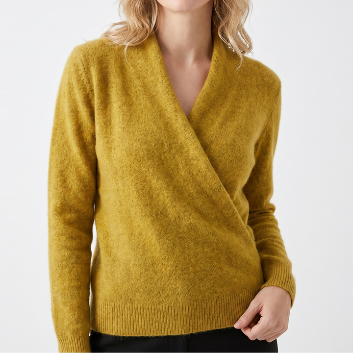 Crossover Jumper Womens – Soft Knit V Neck Wrap Front