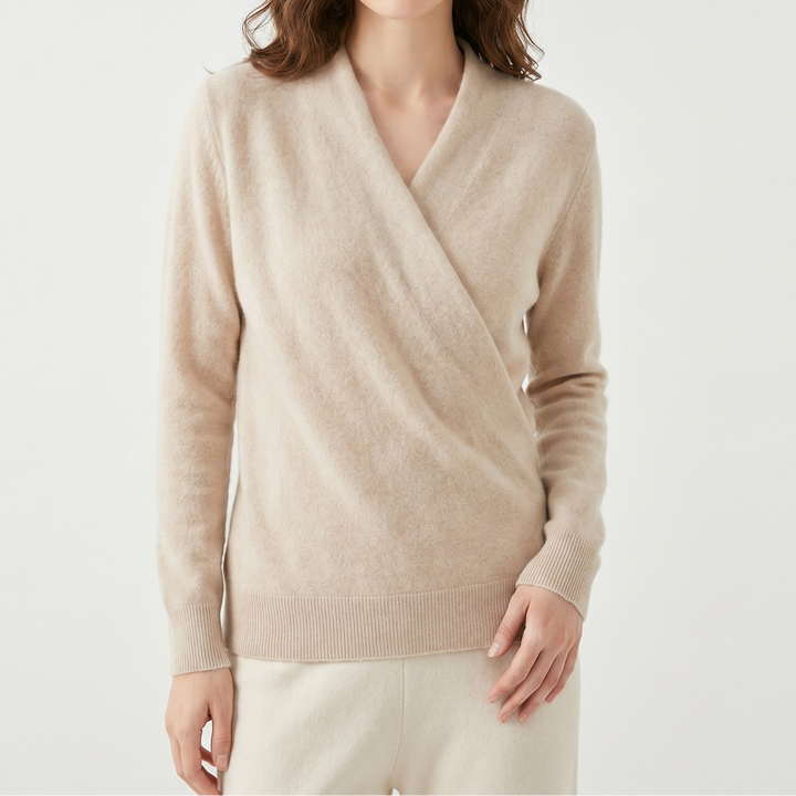 Crossover Jumper Womens – Soft Knit V Neck Wrap Front