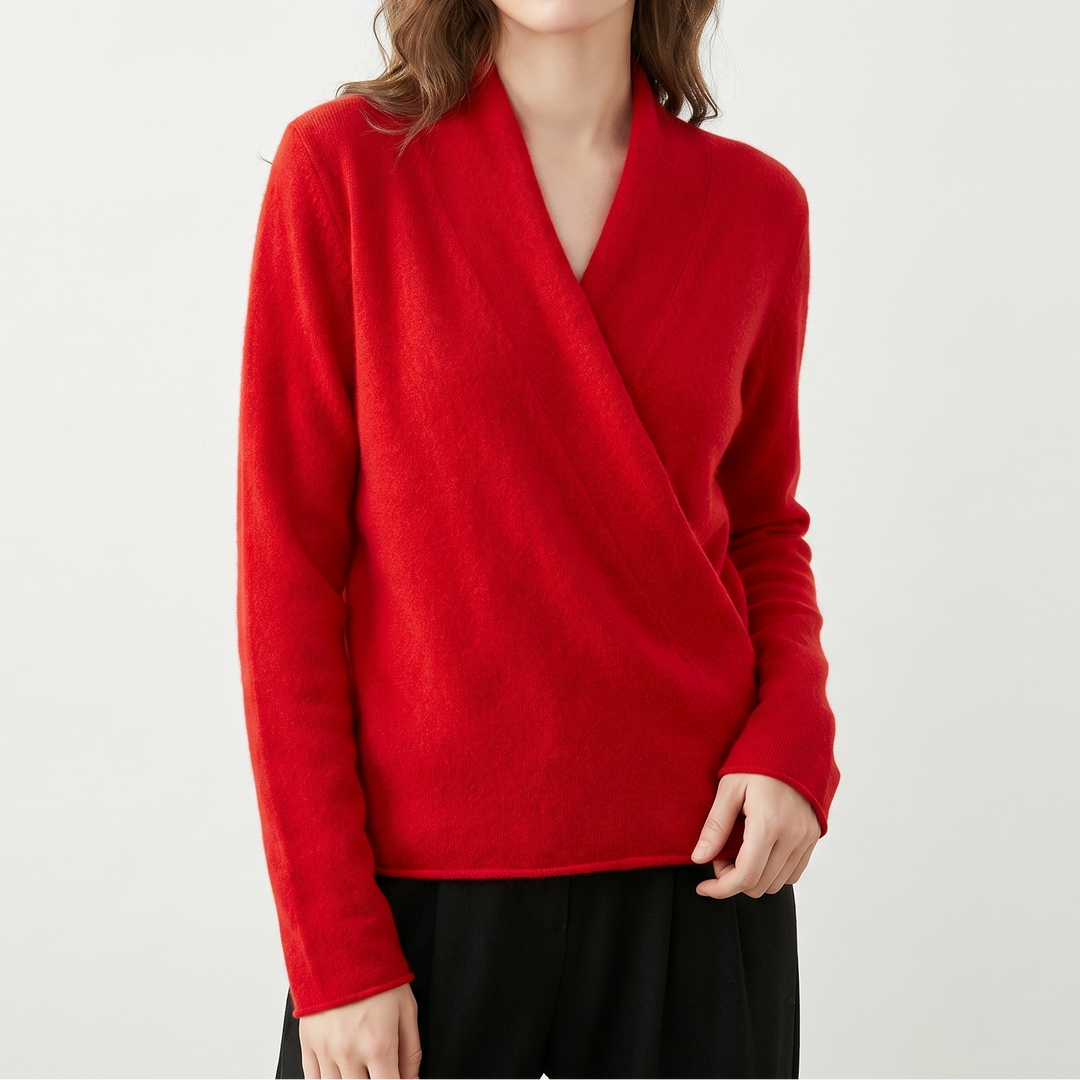 Crossover Jumper Womens – Soft Knit V Neck Wrap Front