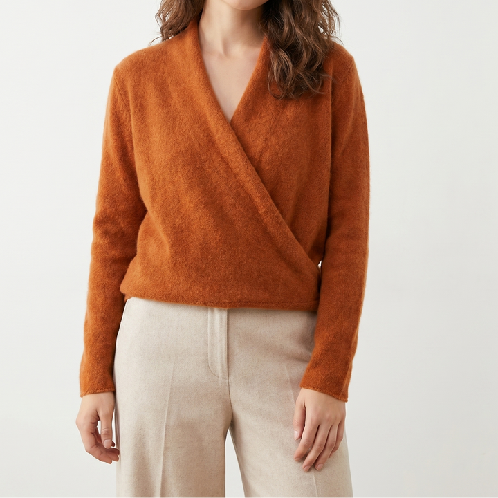 Crossover Jumper Womens – Soft Knit V Neck Wrap Front