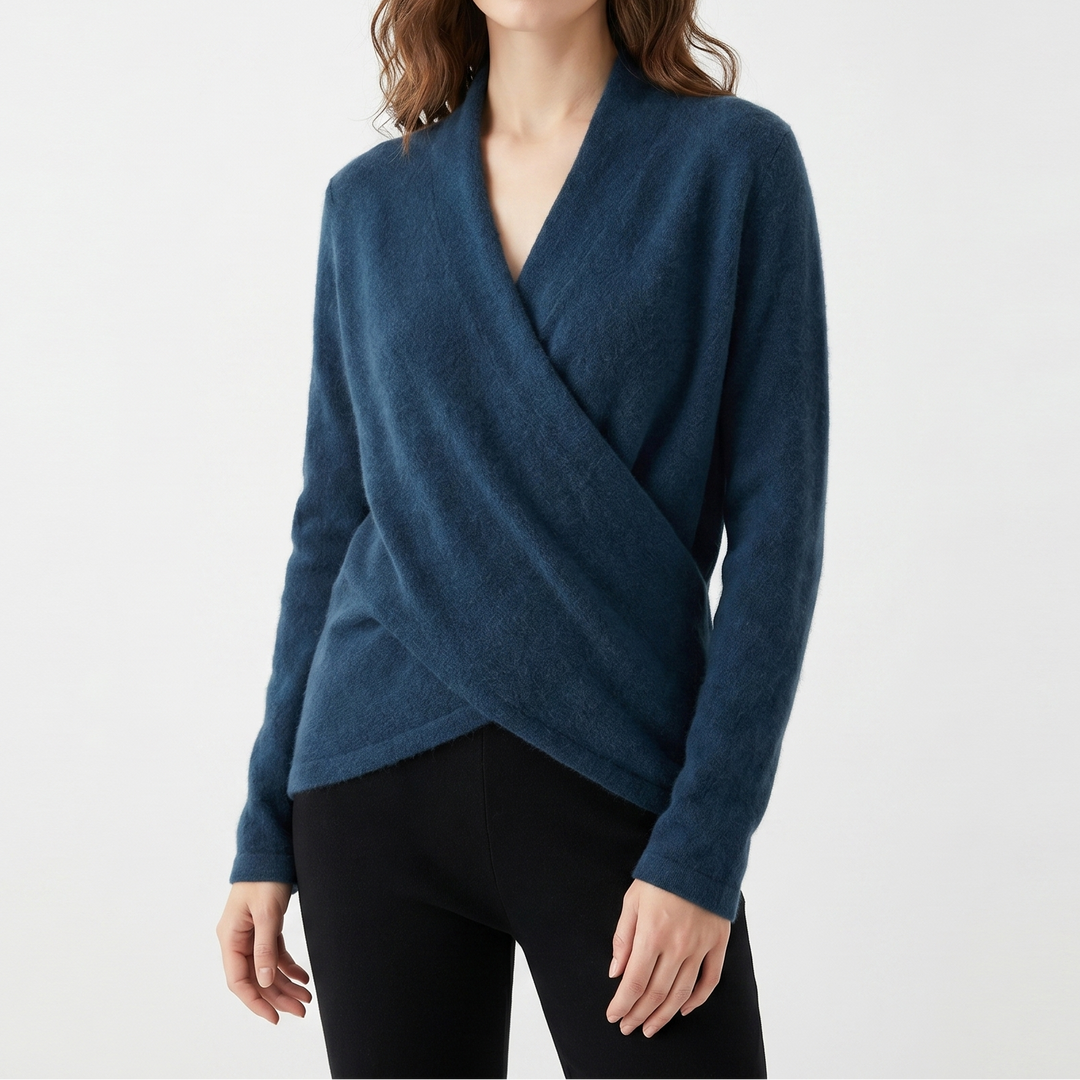 Crossover Jumper Womens – Soft Knit V Neck Wrap Front