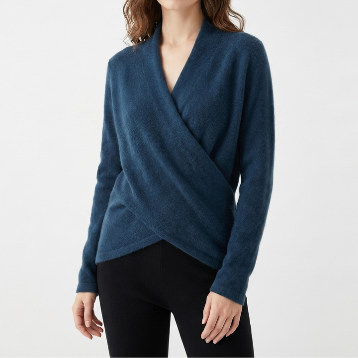 Crossover Jumper Womens – Soft Knit V Neck Wrap Front
