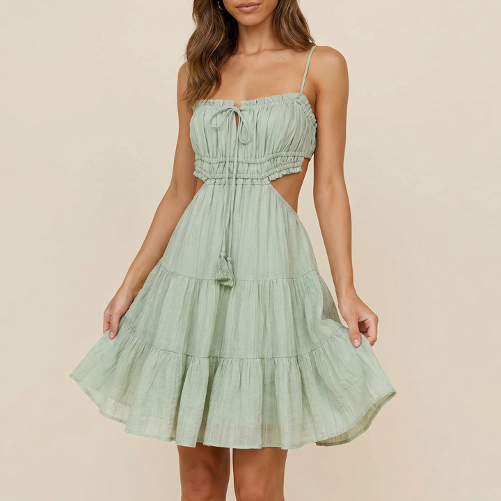 Cami Mini Dress - Cut Out Tiered Ruffle