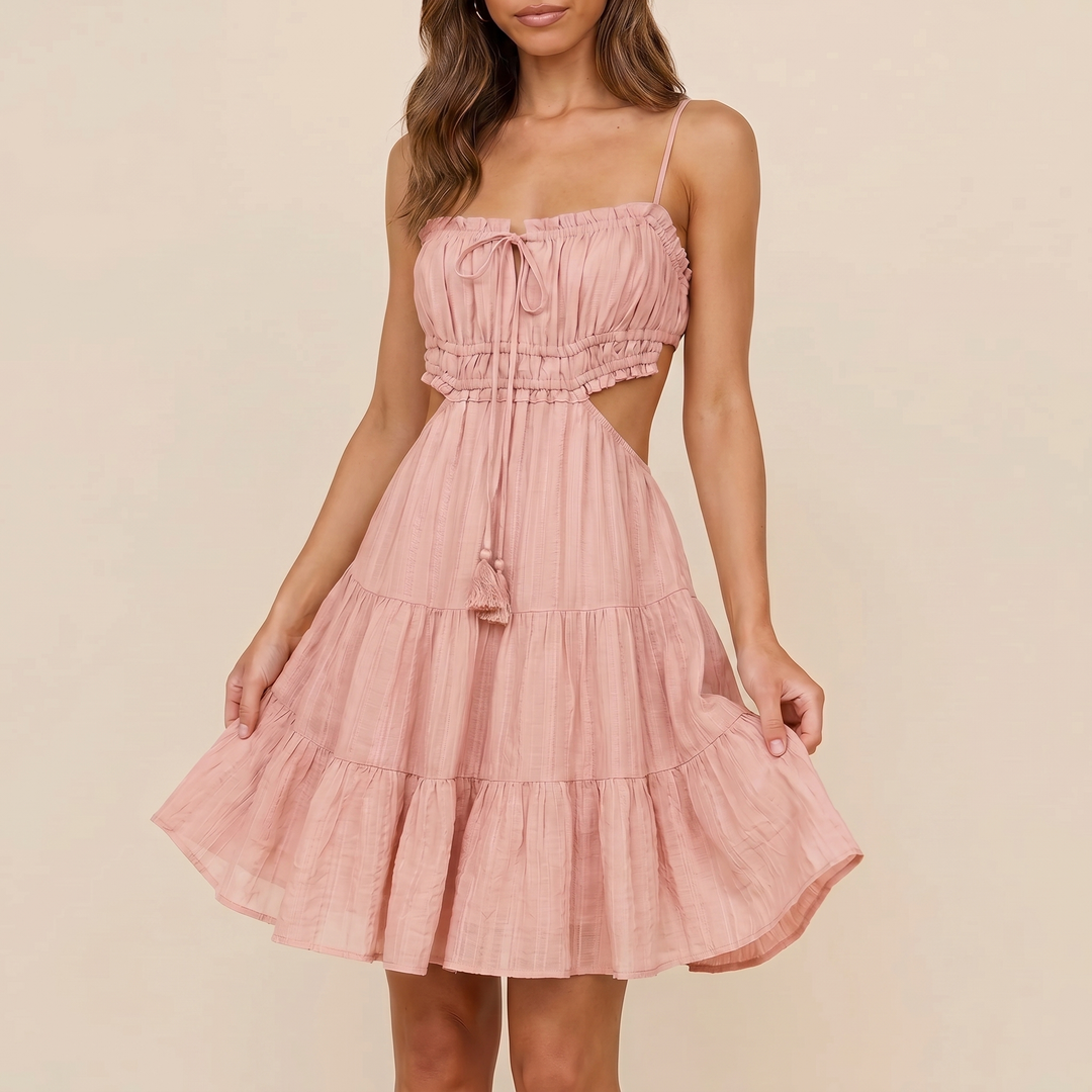 Cami Mini Dress - Cut Out Tiered Ruffle