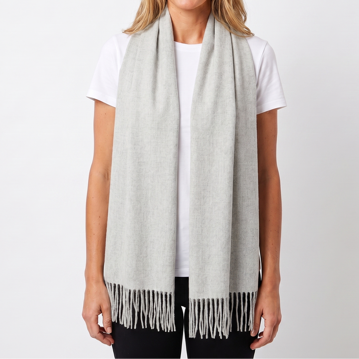 Women's Cashmere-Style Scarf – Oversized Plain Woven Fringe Wrap