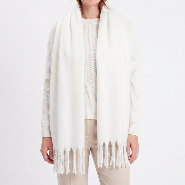Women's Fluffy Scarf – Oversized Brushed Plain Fringe Wrap