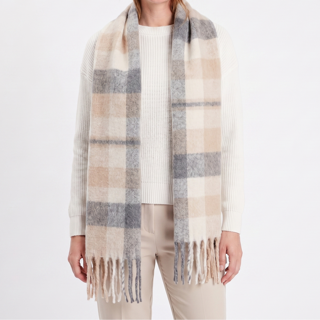 Women's Fluffy Scarf – Oversized Brushed Plain Fringe Wrap