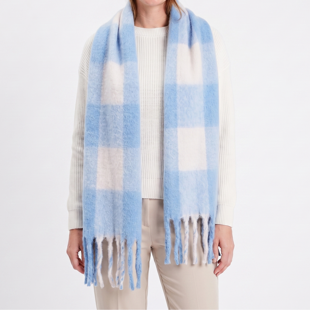 Women's Fluffy Scarf – Oversized Brushed Plain Fringe Wrap