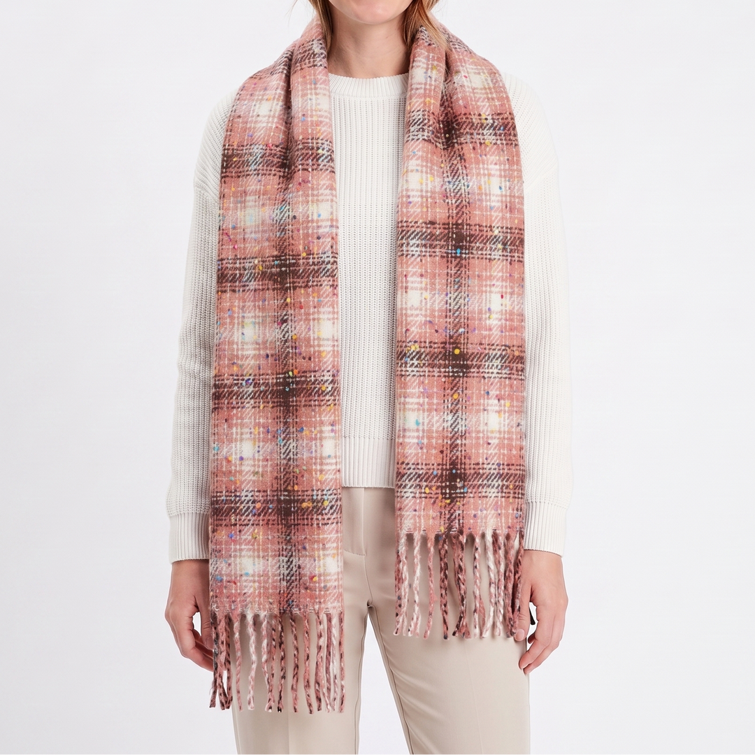 Women's Fluffy Scarf – Oversized Brushed Plain Fringe Wrap