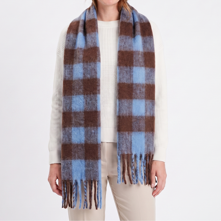 Women's Fluffy Scarf – Oversized Brushed Plain Fringe Wrap