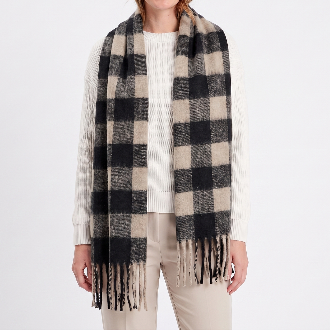 Women's Fluffy Scarf – Oversized Brushed Plain Fringe Wrap
