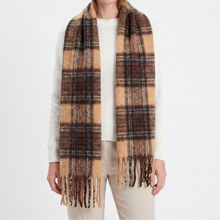 Women's Fluffy Scarf – Oversized Brushed Plain Fringe Wrap