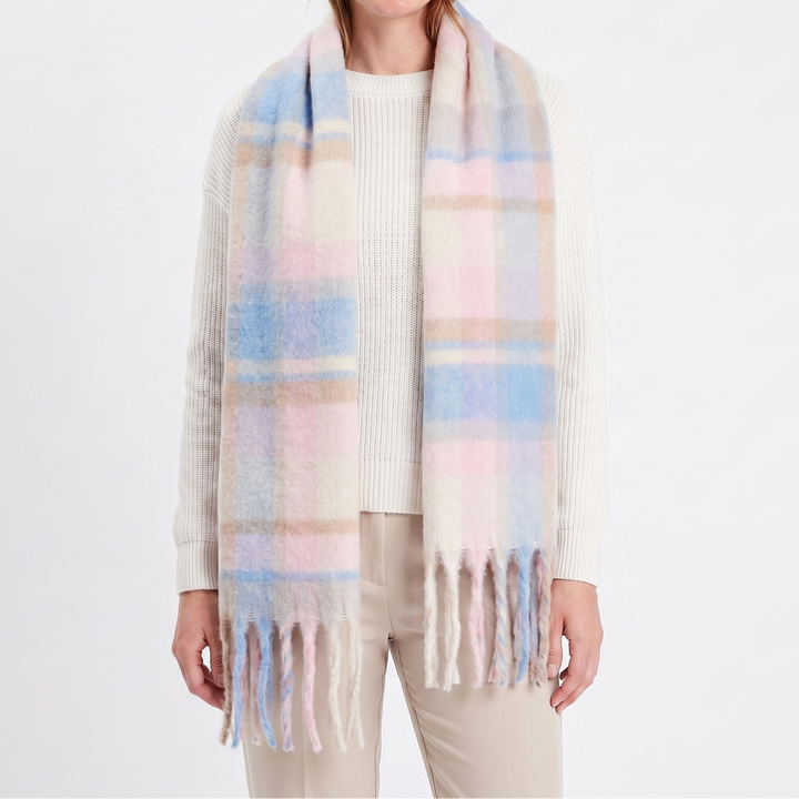 Women's Fluffy Scarf – Oversized Brushed Plain Fringe Wrap