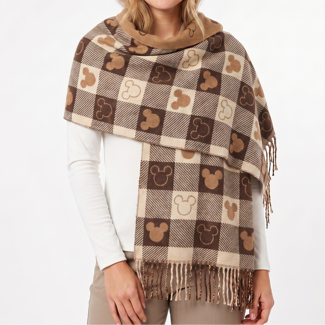 Women's Shawl Scarf – Heart Check Woven Fringe Blanket Wrap