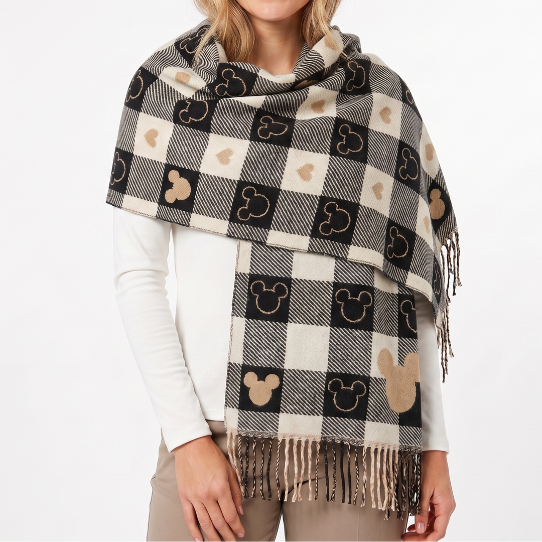 Women's Shawl Scarf – Heart Check Woven Fringe Blanket Wrap