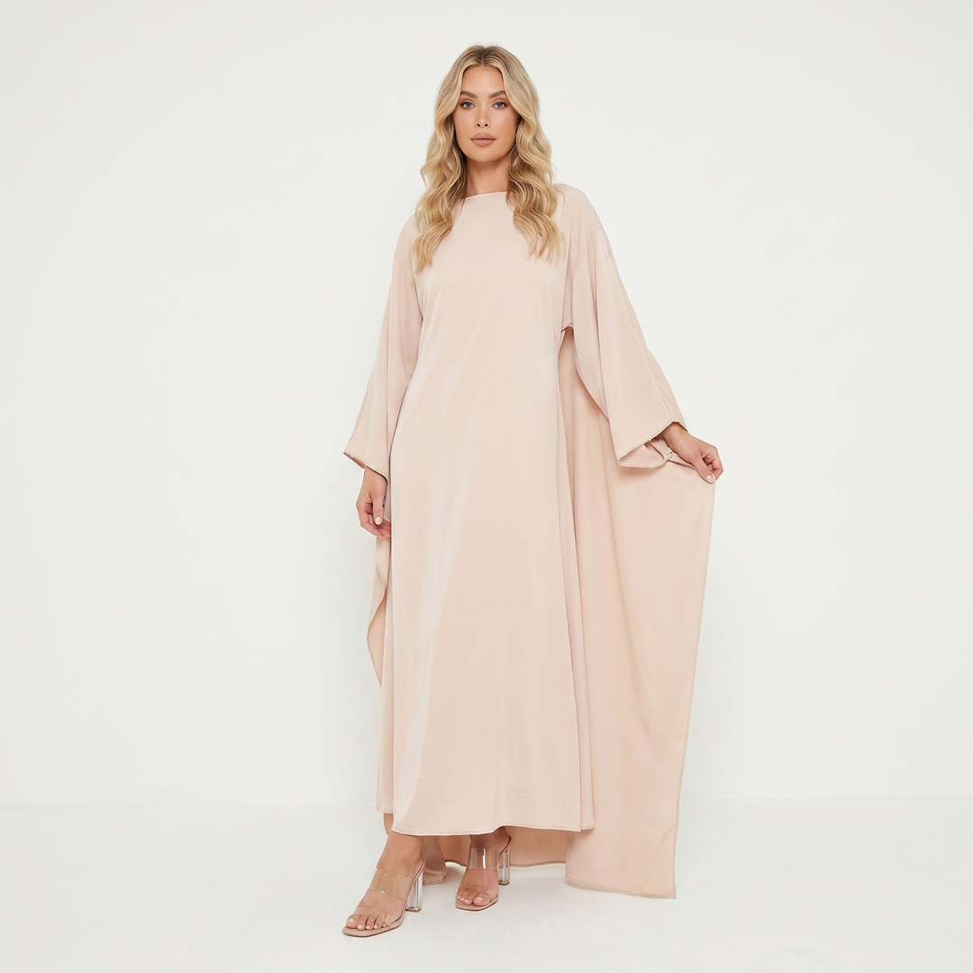 Women's Formal Maxi Dress – Batwing Cape Sleeve Kaftan Boat Neck Flowy