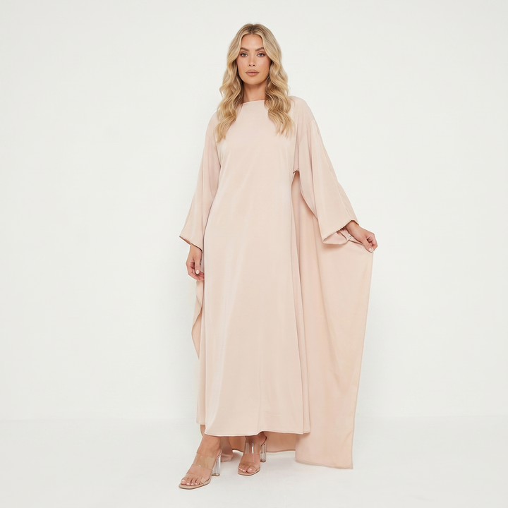 Women's Formal Maxi Dress – Batwing Cape Sleeve Kaftan Boat Neck Flowy